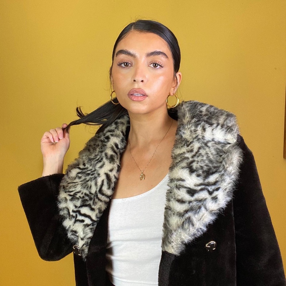 1970s authentic vintage faux fur coat